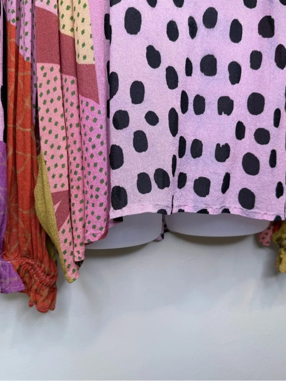 Blank London | Anthro Polka-Dot Patchwork Long Balloon Sleeve Oversized Blouse - Picture 8 of 15